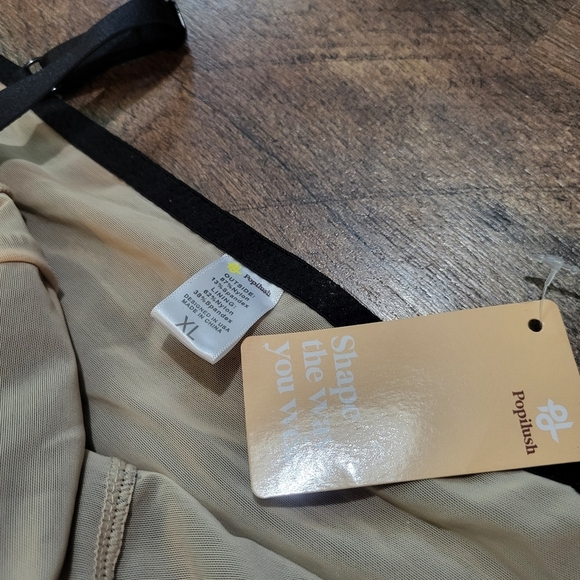 Popilush Black Lace V Neck Shapewear Tummy Control Bodysuit Size XL - Picture 11 of 12